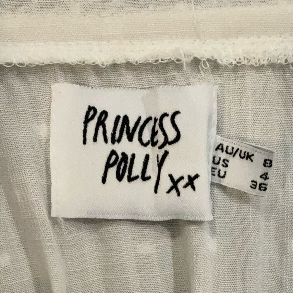 Princess Polly Off Shoulder White Smocked Peplum Balloon Sleeve Blouse Womens 4 - Picture 6 of 11